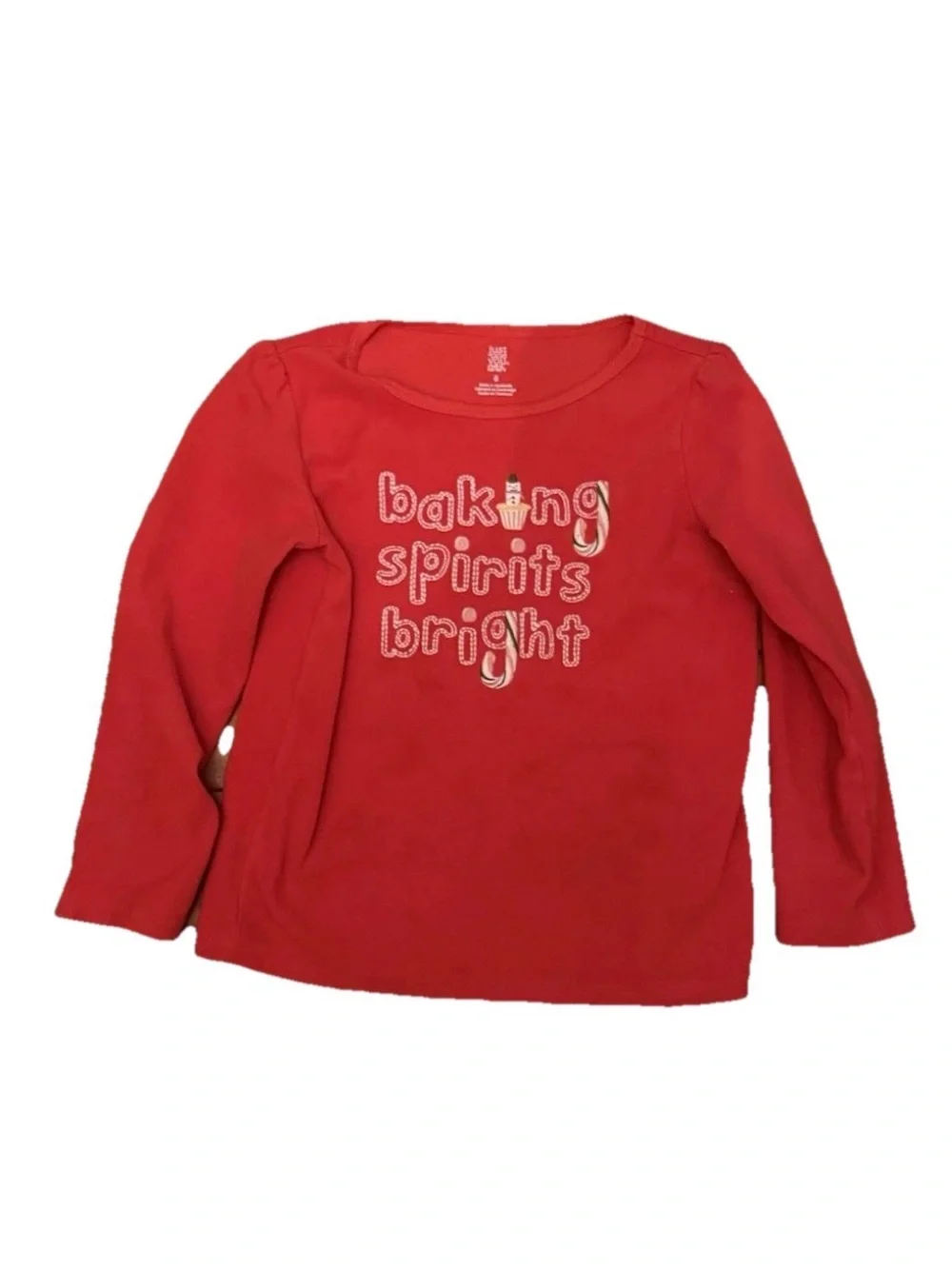 Carter's Sz8 Girls Baking Spirits Bright Fleece Shirt Just‎ One You - Top Only